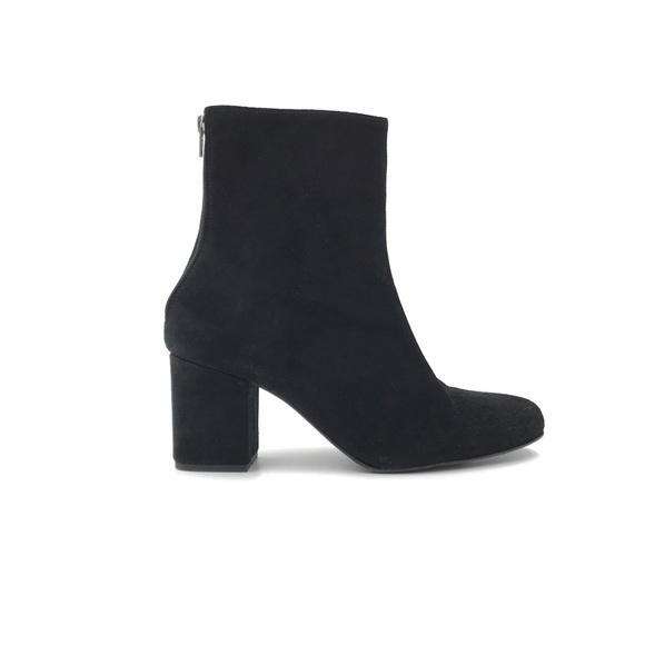 FREE PEOPLE Black Cecile Mid Heel Leather Suede Ankle Boot Size 41